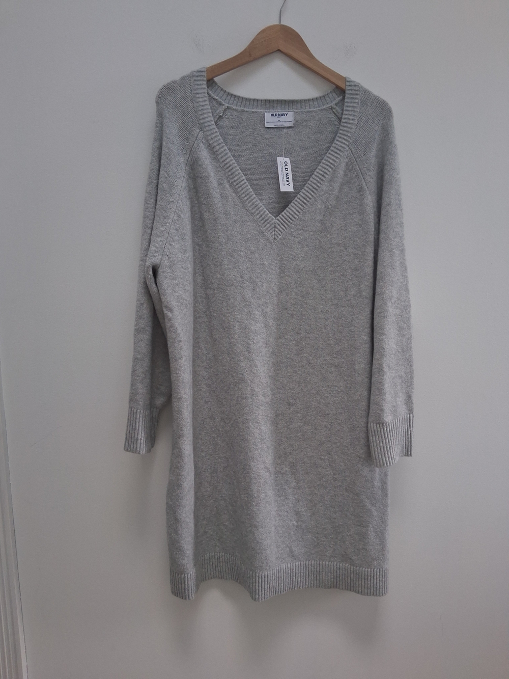 Old Navy Womens' SoSoft V-Neck Sweater Dress Heather Gray Size XL Casual Office